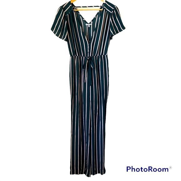 Charlotte Russe Pants - Striped Jumpsuit Wide Leg